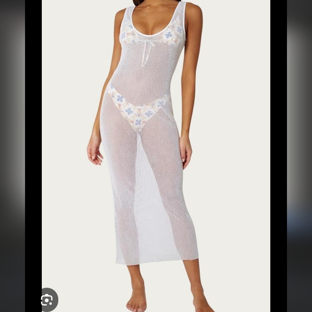 WeWoreWhat NWT White Fishnet Maxi Dress Size Medium